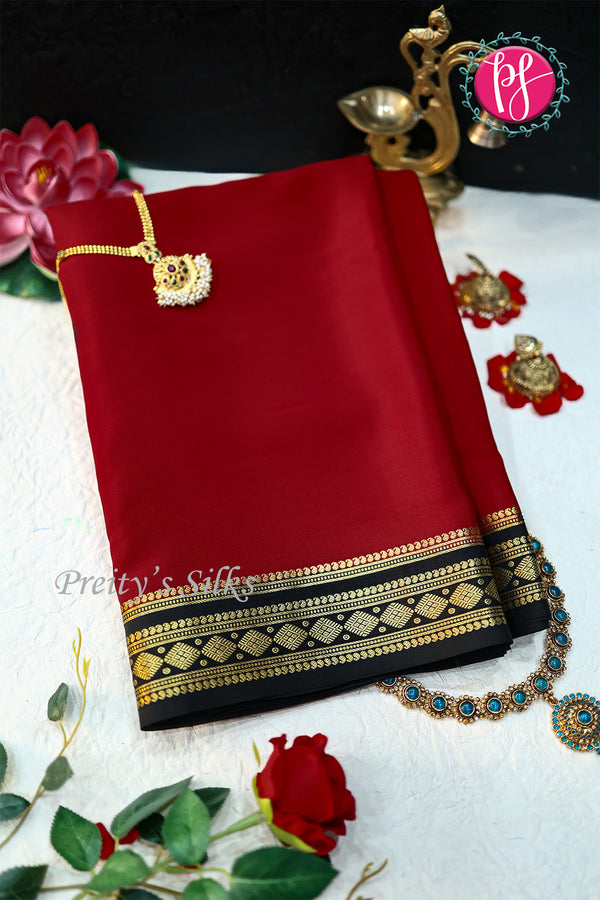 (Pre-Booking- Dispaching After 10 days)Rashmika Mandanna Reception Inspired Pure Mysore Crepe Silk Saree