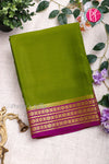 Pure Mysore Crepe Silk Saree -Olive Green And Mejentapink-PF82890