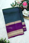 Half Pure Kanchipuram silk Saree-Peacockblue And Purple-PF68721