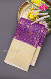 Pure Kanchipuram Silk Saree-Brocade Lavender and Cream-PF55517