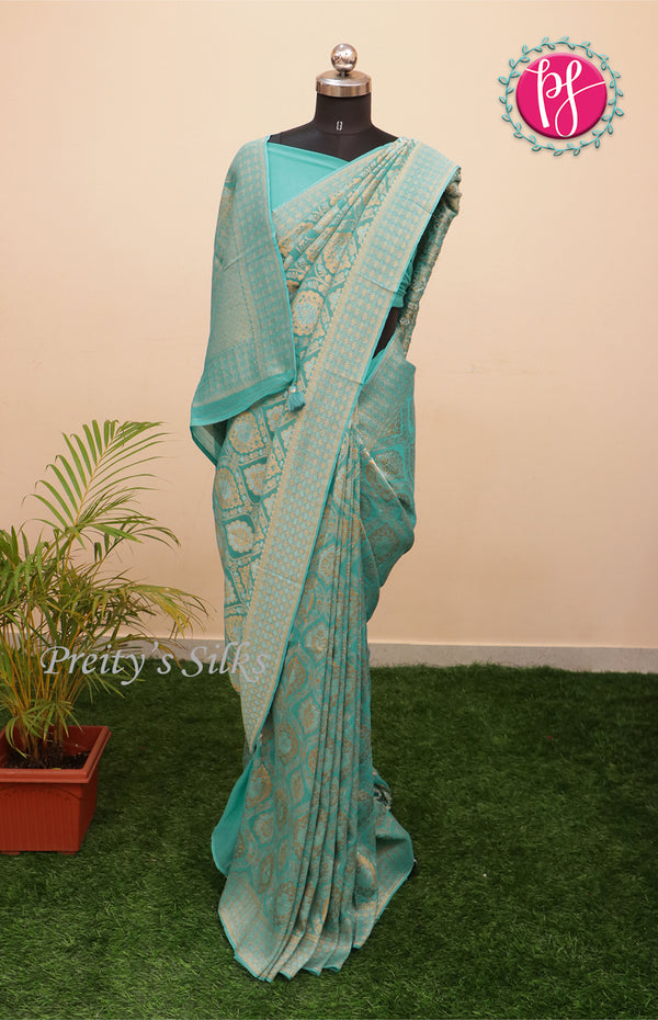 Premium Banarasi Georgette Silk SareeBrocade Design