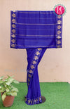 Pure Mysore Crepe Silk Saree-Gandaberunda Border