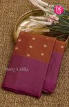 Half Pure kanchipuram silk Saree-Rust Orange With Wine - PF47150