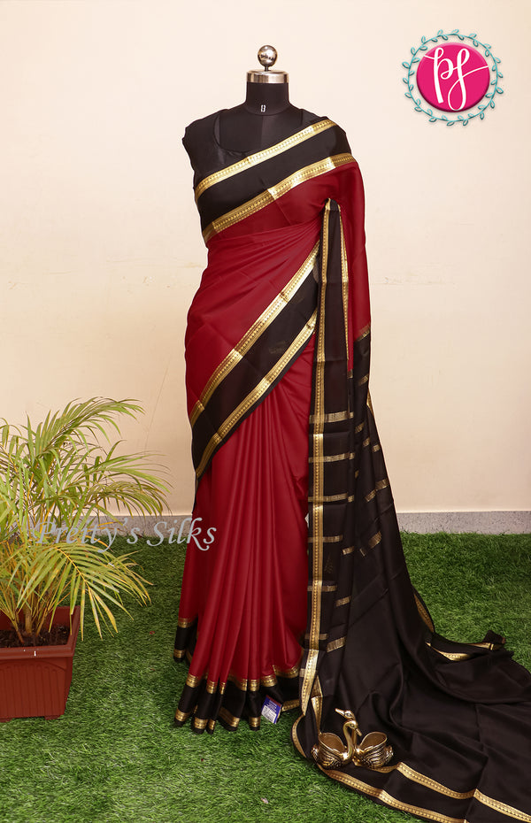 Pure Mysore Crepe Silk Saree With Bentex Border