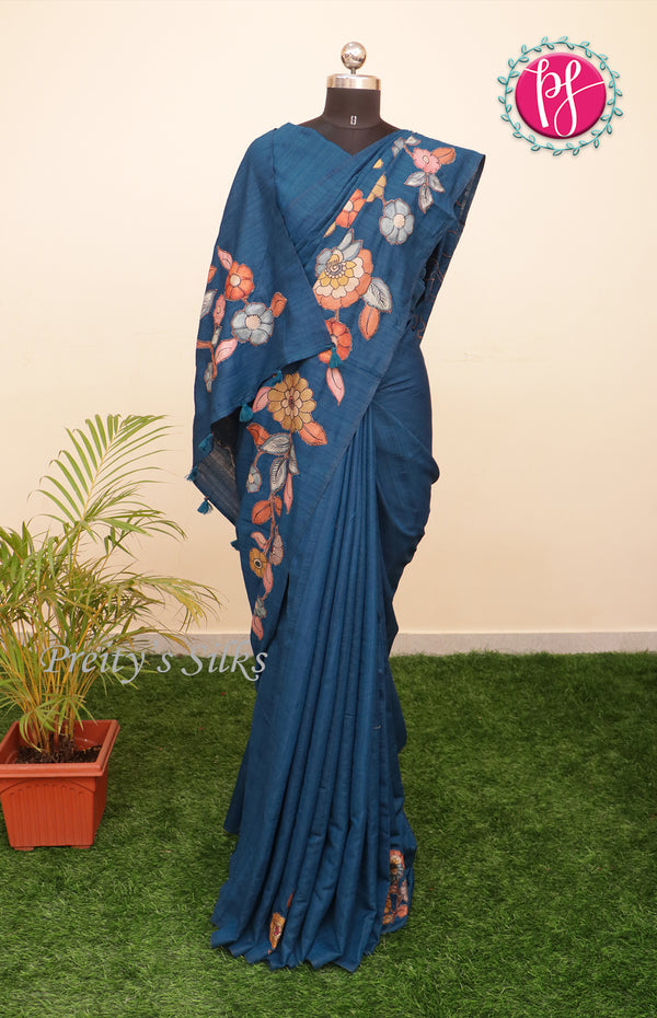 Soft Tussar Silk with Appliqué Work Saree