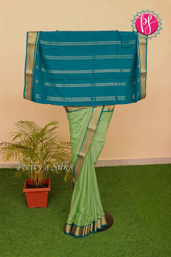 Pure Mysore Crepe Silk saree-Wheat Border