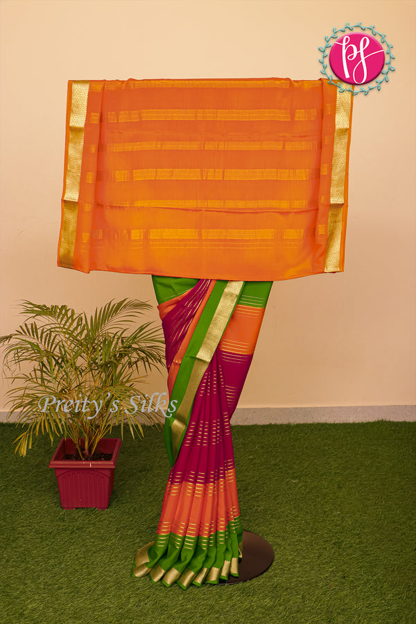 Pure Mysore Crepe Silk Saree With 3D Pattern Double border