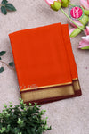 Pure Mysore Crepe Silk Saree -Rustorange And Brown-PA10650