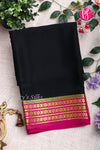 Pure Mysore Crepe Silk Saree -Black And Pink-PF82885