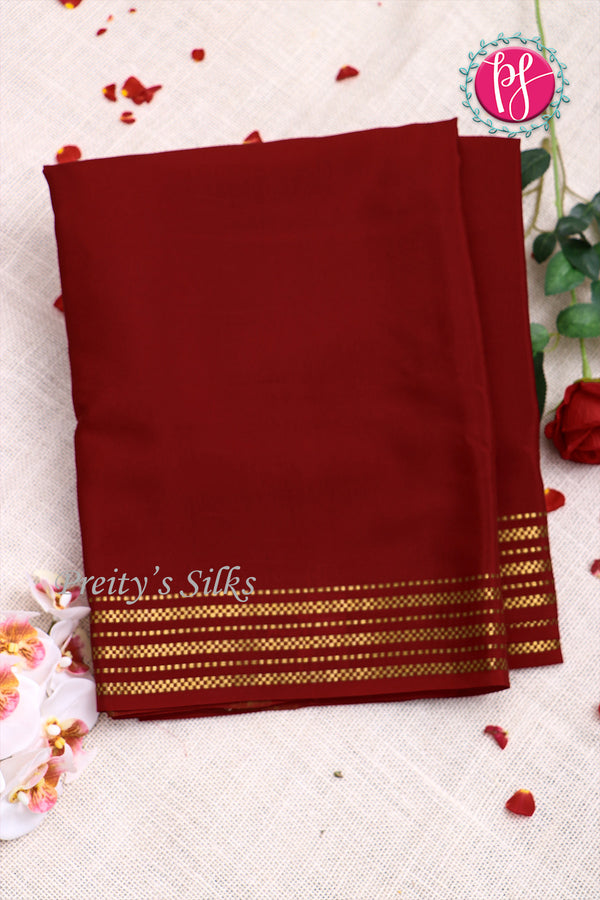 Pure Mysore Crepe Silk Saree -Maroon-PF84232