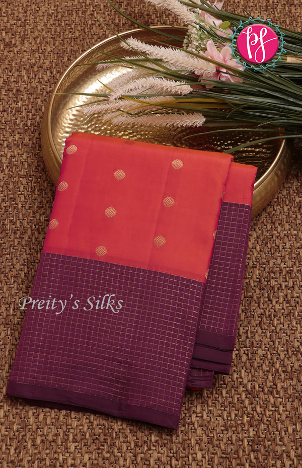 Half Pure kanchipuram silk Saree-Kanakamra With Wine - PF30380