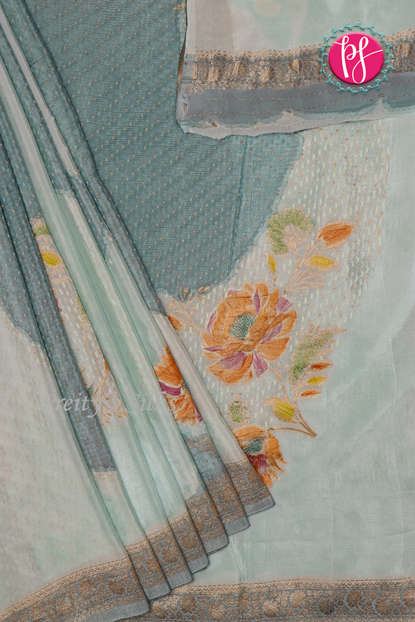 Wrinkle Chiffon Silk Saree with Bandani Prints