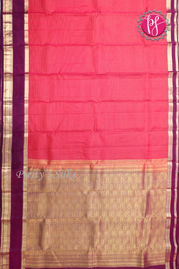 Half Pure kanchipuram silk Saree-Red And Darksnuf-PF82171