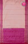 Pure Mysore Crepe Silk Saree With Line Border-Chikku and Pink-PF39187