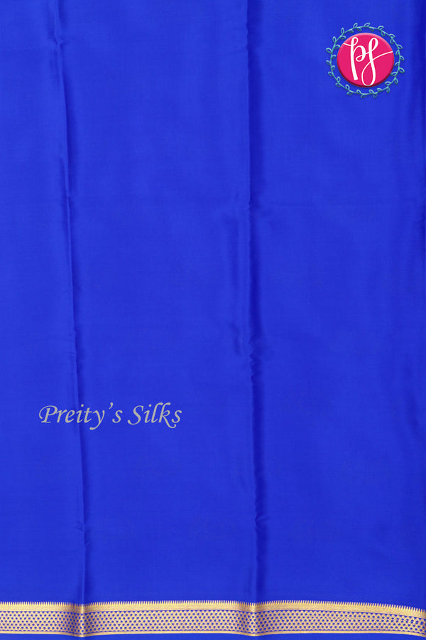 Pure Mysore Crepe Silk Saree-Royalblue- PF45479