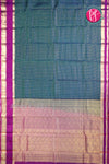 Half Pure Kanchipuram silk Saree-Peacockblue And Purple-PF68721