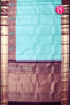 Pure Brocade Kanchipuram Silk Saree-Cyan-Blue-PF83491