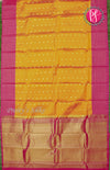 Half Pure kanchipuram silk Saree-Mustared Yellow With Pink - PF47153