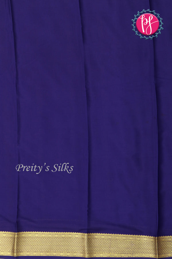 Pure Mysore Crepe Silk Saree-Skyblue And Navyblue-PF82729