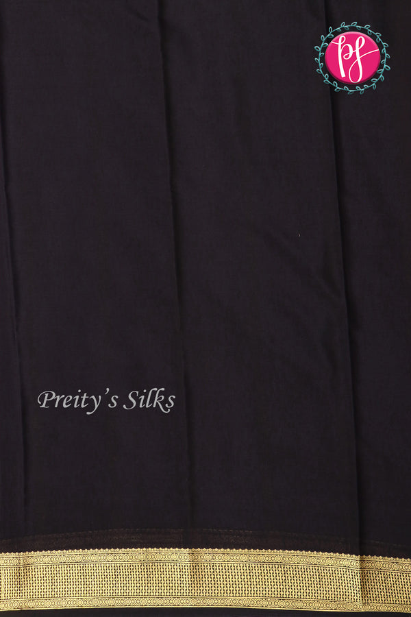 Pure Mysore Crepe Silk Saree-Red And Black-PF82729