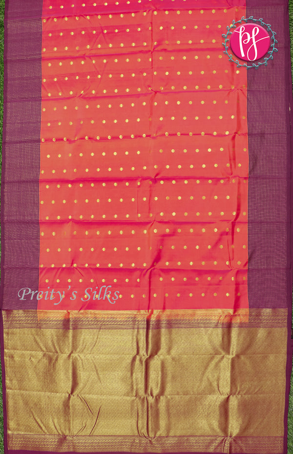 Half Pure kanchipuram silk Saree-Kanakamra With Wine - PF30380
