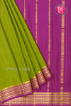 Pure Mysore Crepe Silk Saree -Olive Green And Mejentapink-PF82890