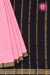 Pure Mysore Crepe Silk Saree-BabyPink And Black-PF79538