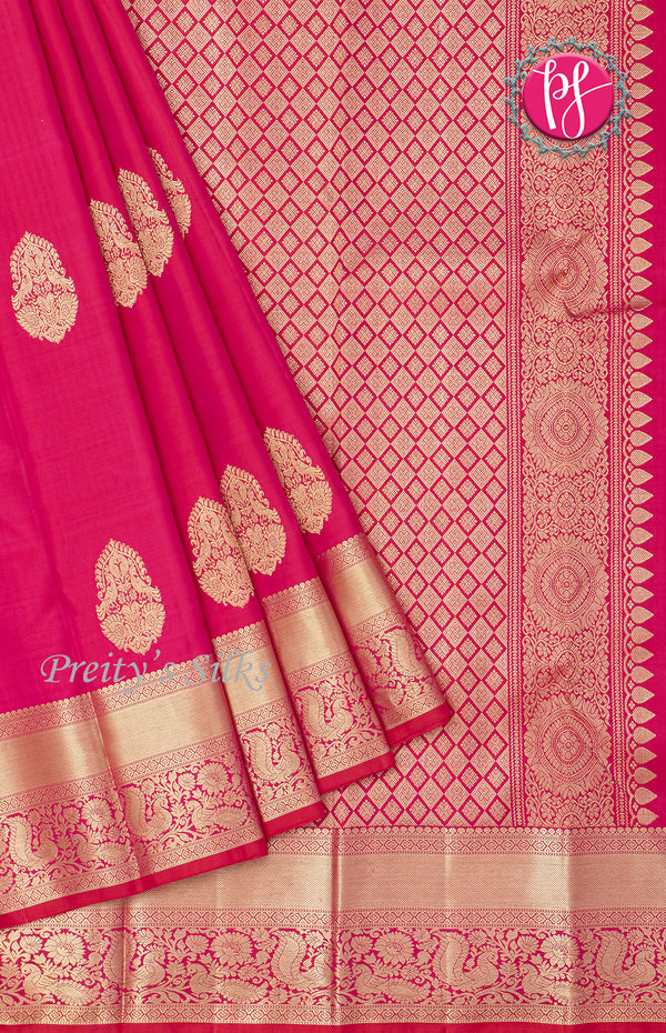 Pure Kanchipuram Silk Saree-Rani Pink - PF64173