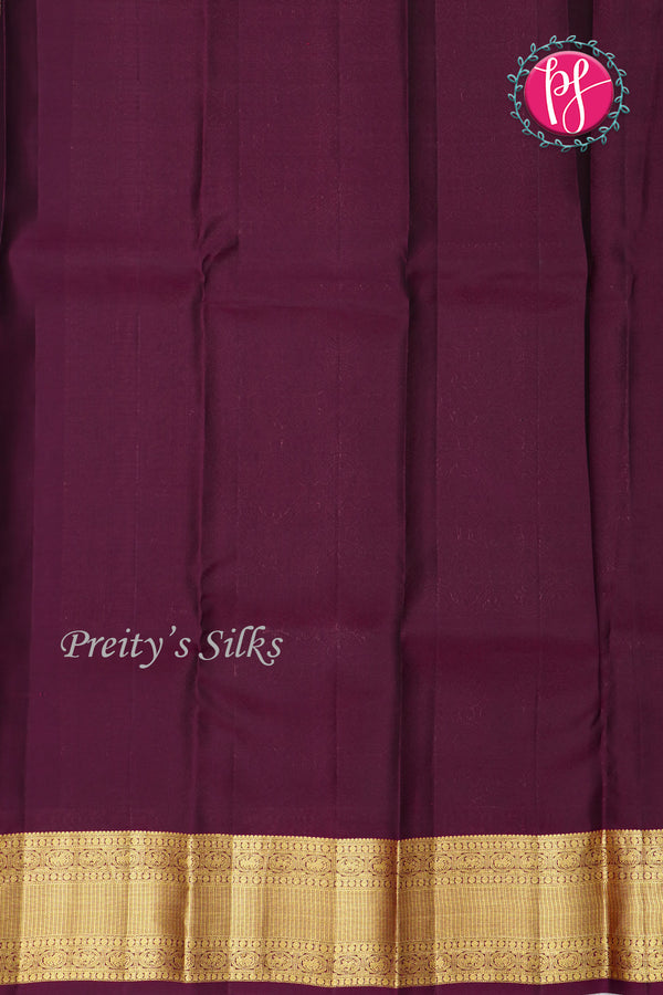 Half Pure Kanchipuram Silk Saree-Deep plum-PF04460