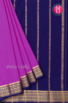 Pure Mysore Crepe Silk Saree -Purple And Navyblue-PF82892