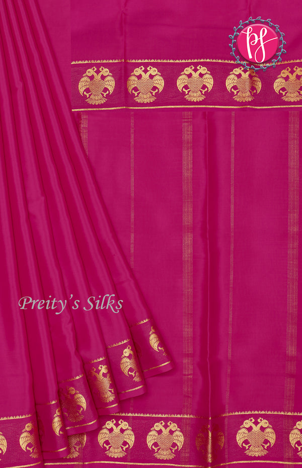 Pure Mysore Crepe Silk Saree-Gandaberunda Border