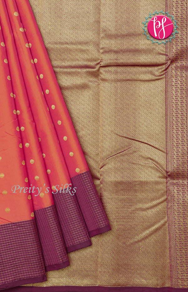 Half Pure kanchipuram silk Saree-Kanakamra With Wine - PF30380
