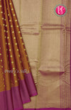 Half Pure kanchipuram silk Saree-Rust Orange With Wine - PF47150