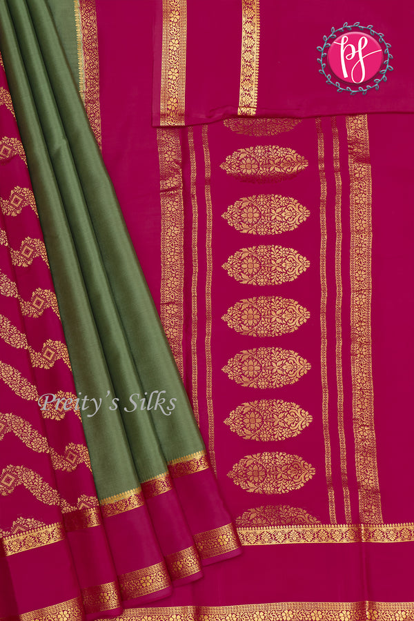 Pure Mysore Crepe Saree with Partli Pallu