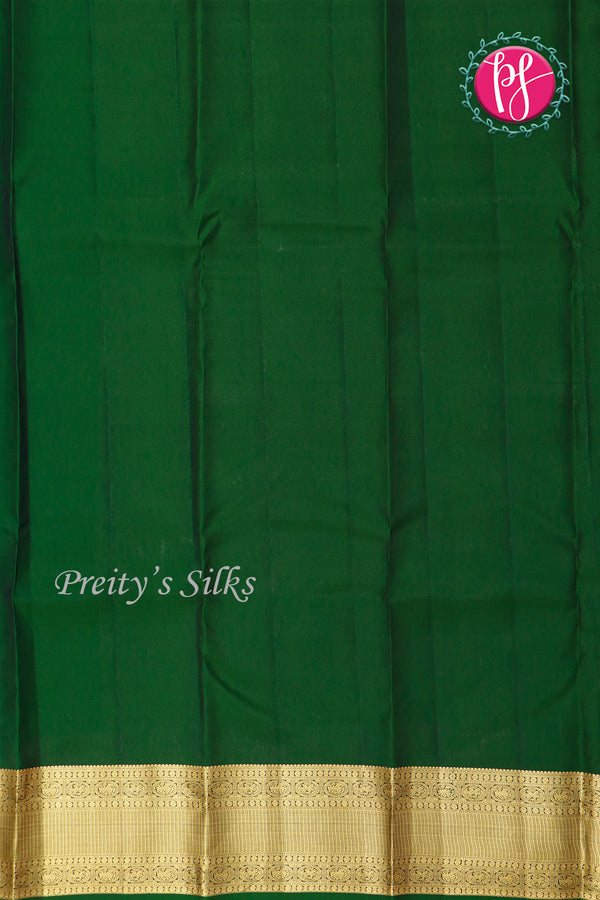 Half Pure Kanchipuram Silk Saree-Bottlegreen-PF04456
