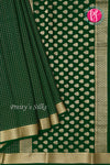 Pure Mysore Crepe Silk Saree -Dark Green-PF79466