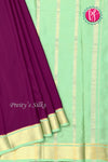 Pure Mysore Crepe Silk Saree -Purplr And Seagreen-PF82616