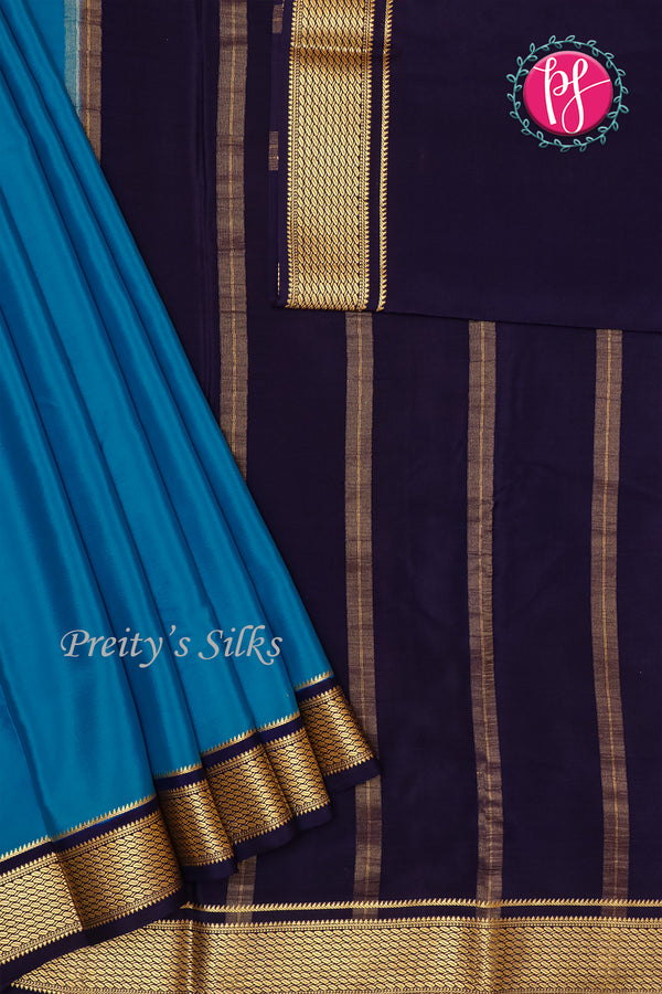 Pure Mysore Crepe Silk saree-Wheat Border
