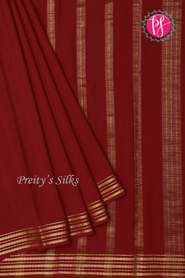 Pure Mysore Crepe Silk Saree -Maroon-PF84232