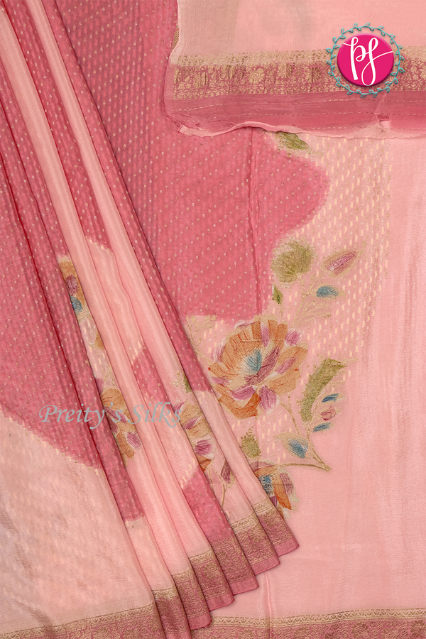 Wrinkle Chiffon Silk Saree with Bandani Prints