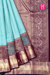 Pure Brocade Kanchipuram Silk Saree-Cyan-Blue-PF83491