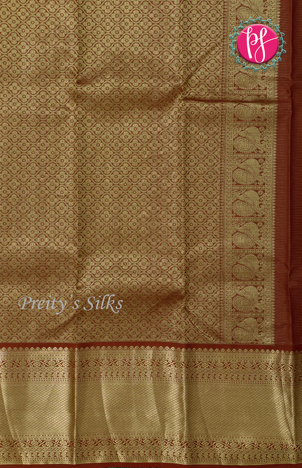 Pure Kanchipuram Silk Saree -Light Blue And Marron-PF63071