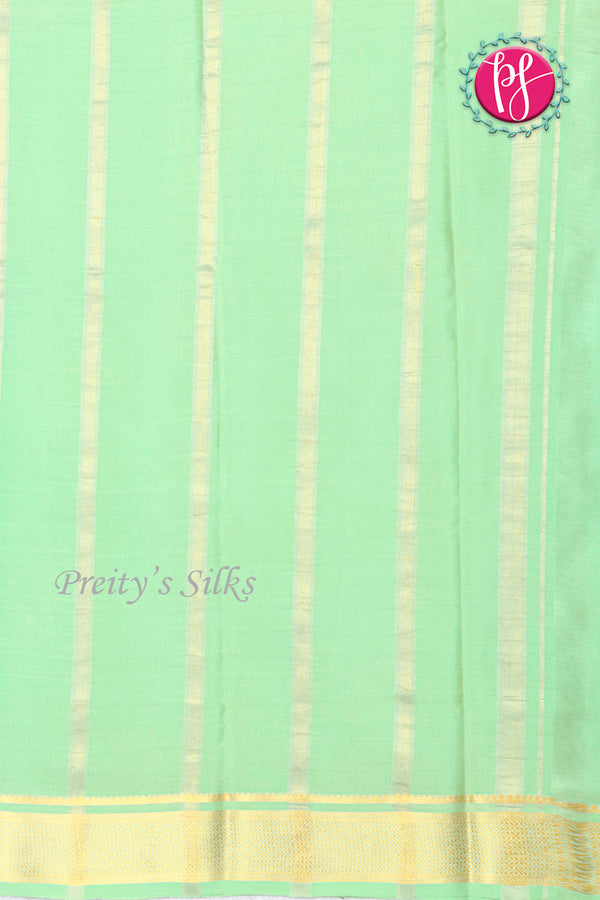 Pure Mysore Crepe Silk Saree -Purplr And Seagreen-PF82616
