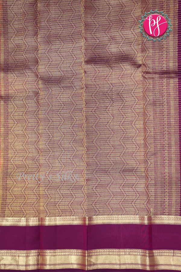 Half Pure kanchipuram silk Saree-Red And Darksnuf-PF82171