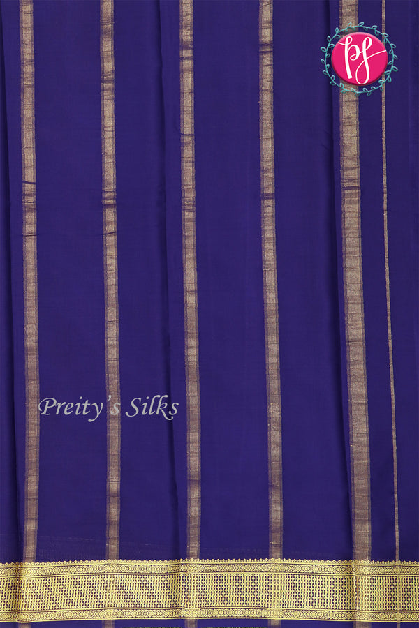 Pure Mysore Crepe Silk Saree-Skyblue And Navyblue-PF82729