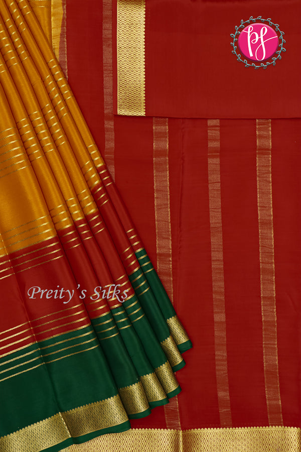Pure Mysore Crepe Silk Saree With 3D Pattern Double border