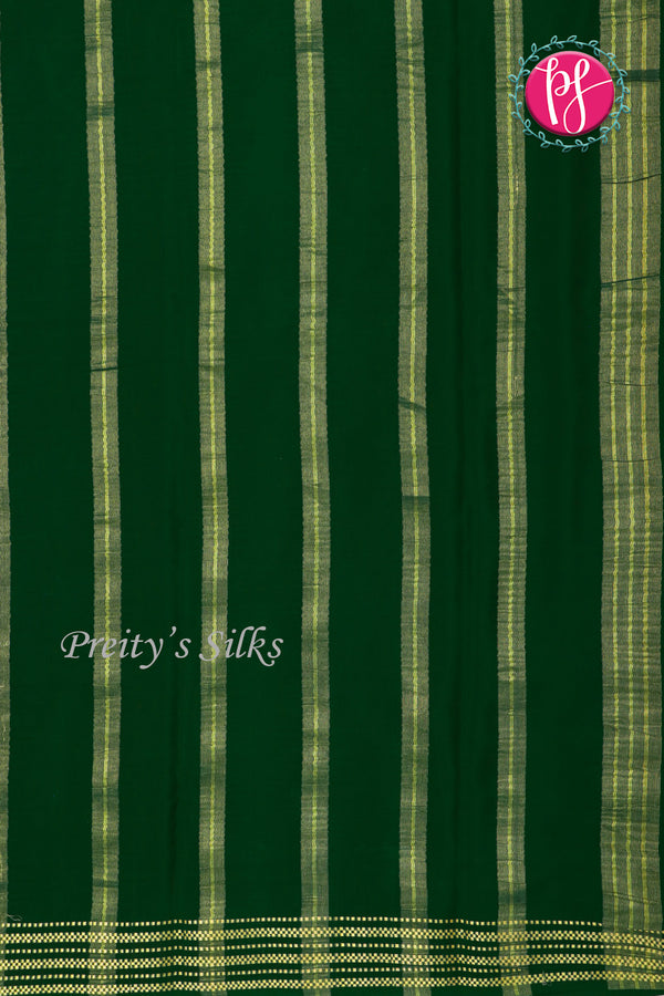 Pure Mysore Crepe Silk Saree -Bottlegreen-PF84233