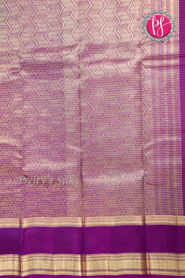 Half Pure Kanchipuram silk Saree-Peacockblue And Purple-PF68721