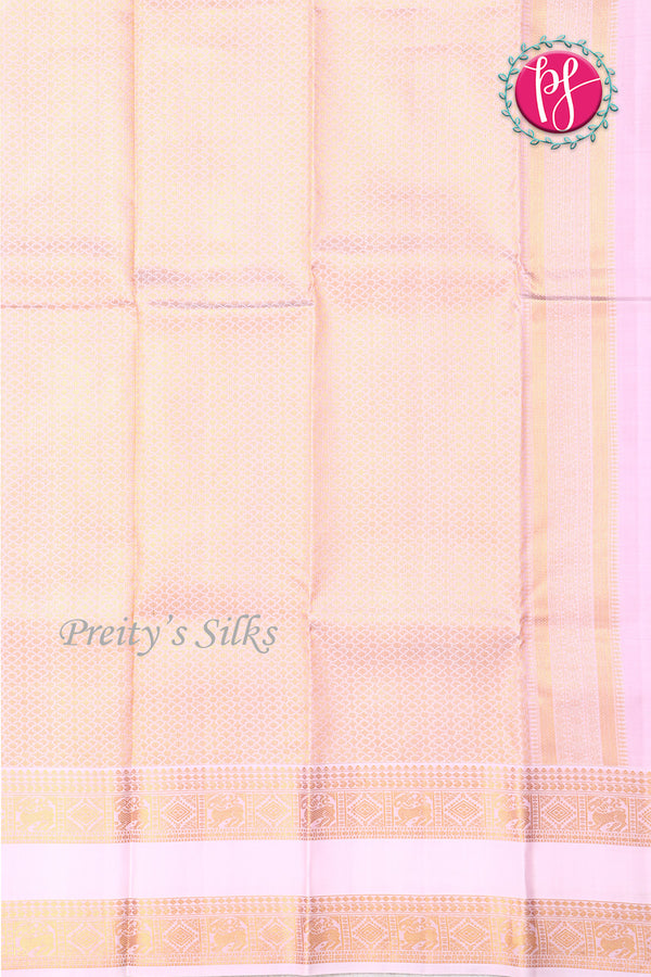 Pure Kanchipuram Silk Saree-Pink And White-PF75857