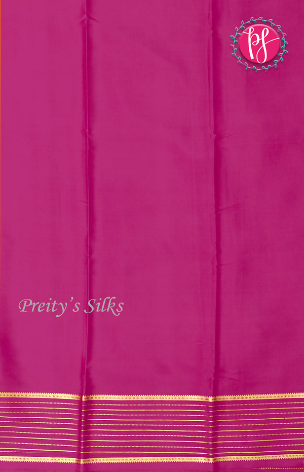 Pure Mysore Crepe Silk Saree With Line Border-Orange And Mejentapink-PF39189